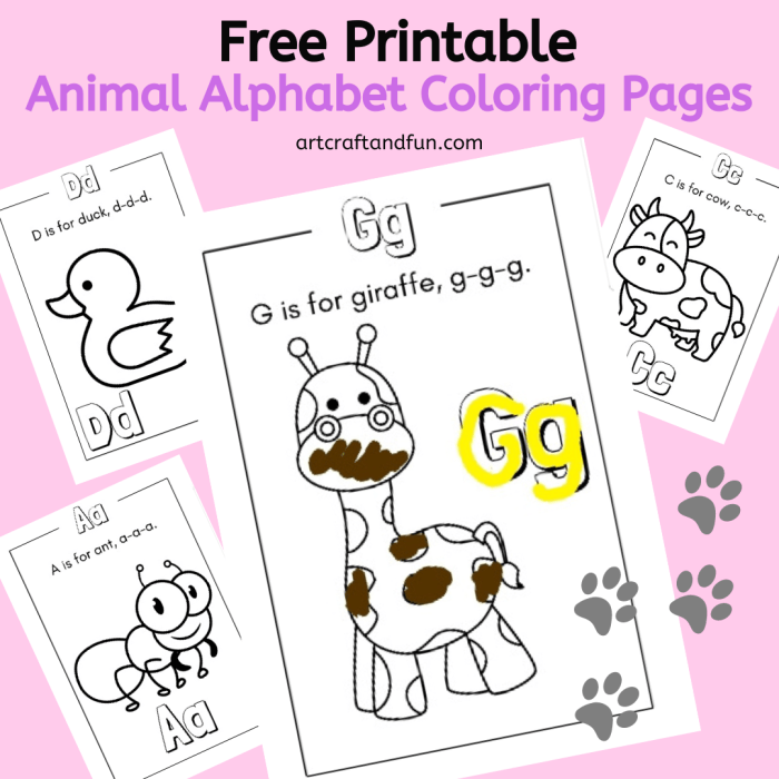 Alphabet animal coloring pages