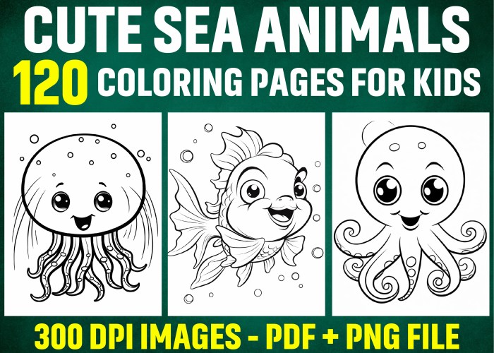 Chibib ocean animal coloring pages