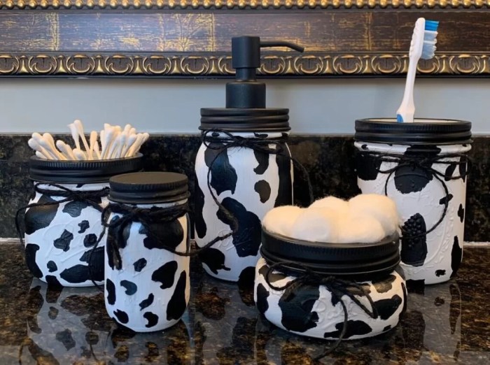 Cow print bathroom decor