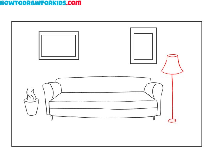 Drawing of a living room easy