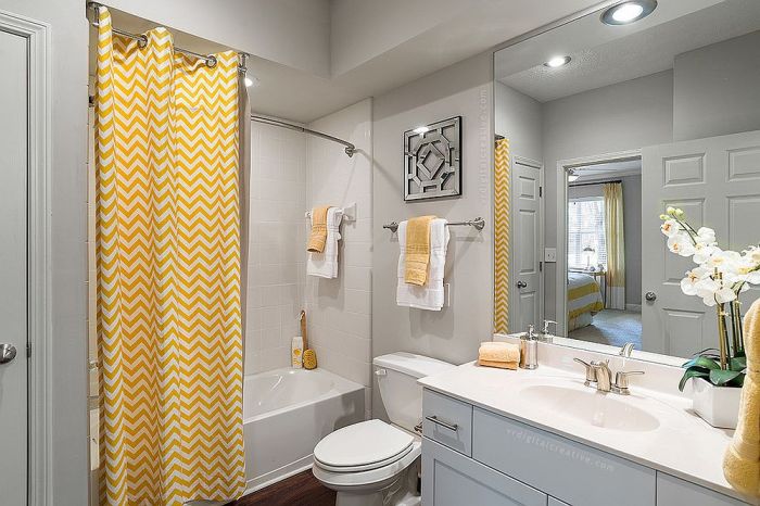 Yellow grey bathroom decor