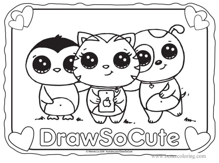 Cute kawaii animal coloring pages