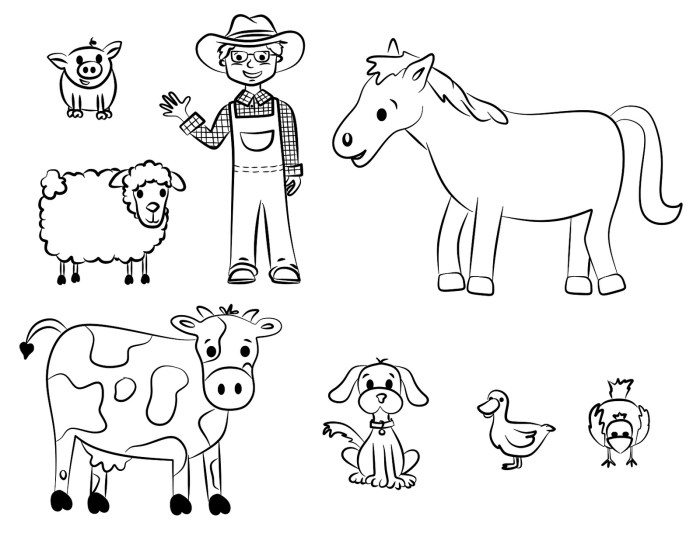 Coloring pages for printable farm animals