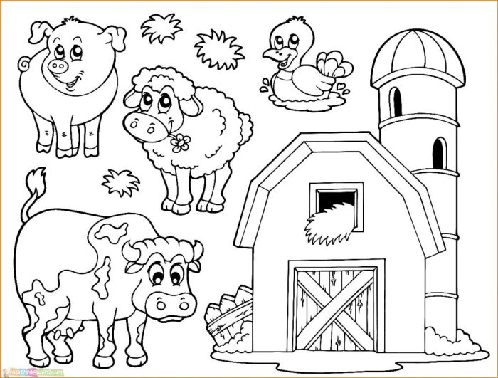 Farm animals coloring sheet