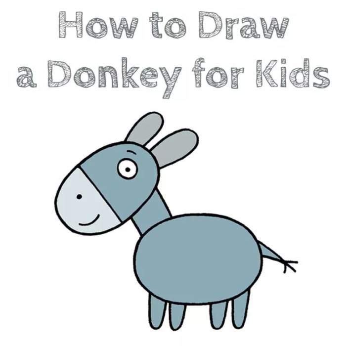 Easy drawing of a donkey kicking