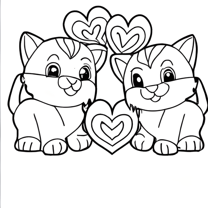 Coloring page animal hearts