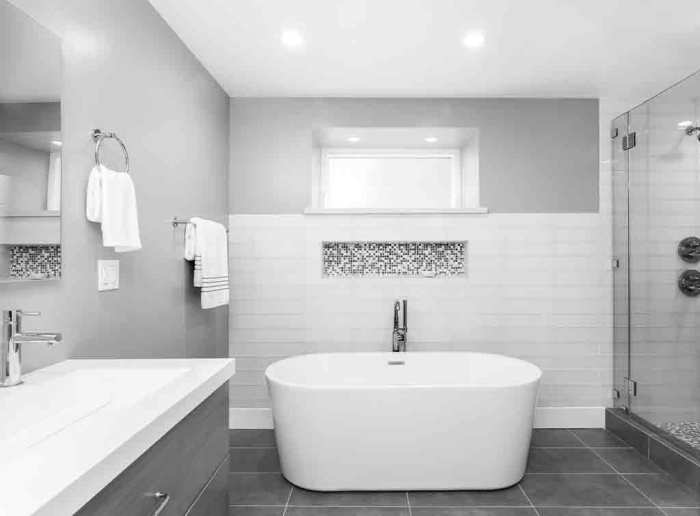 Grey and white bathroom decor