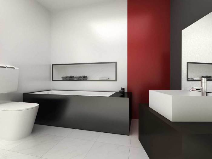 Red black bathroom decor