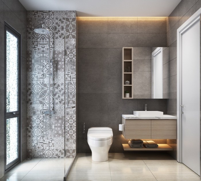 Grey and white bathroom decor