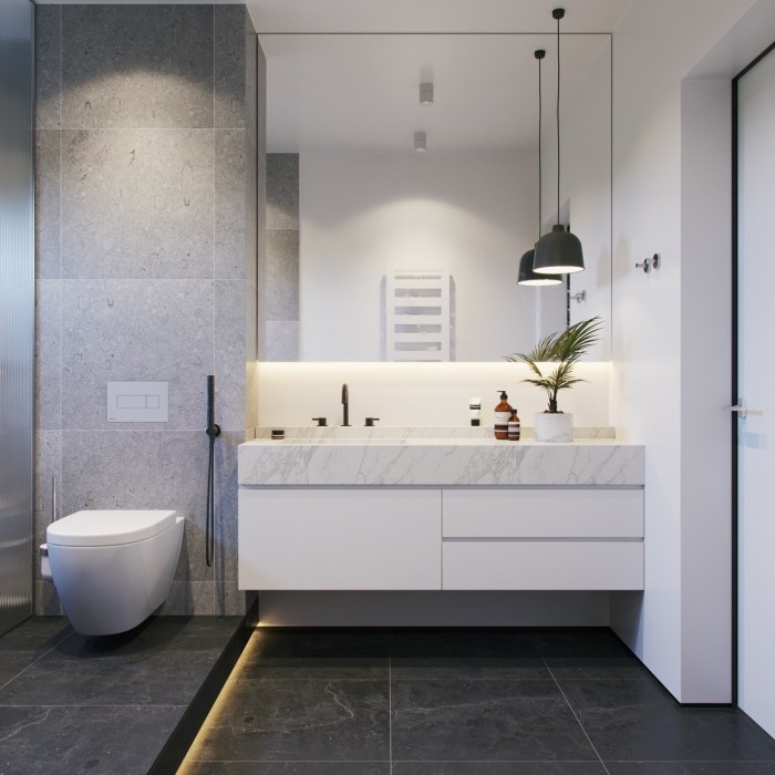 Grey and white bathroom decor