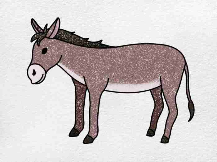 Easy drawing of a donkey kicking