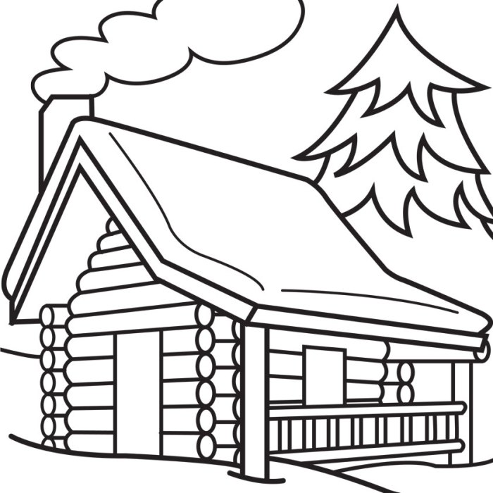 Cool landscape drawing with cabin easy