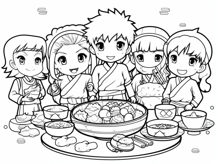 Food anime coloring pages