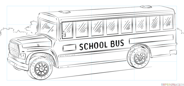 Bus drawing draw easy drawings kids simple buses step