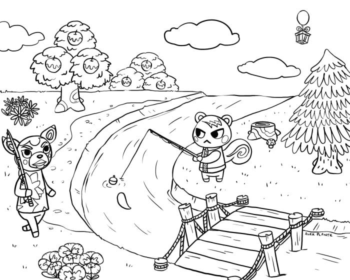 Cute animal crossing coloring page